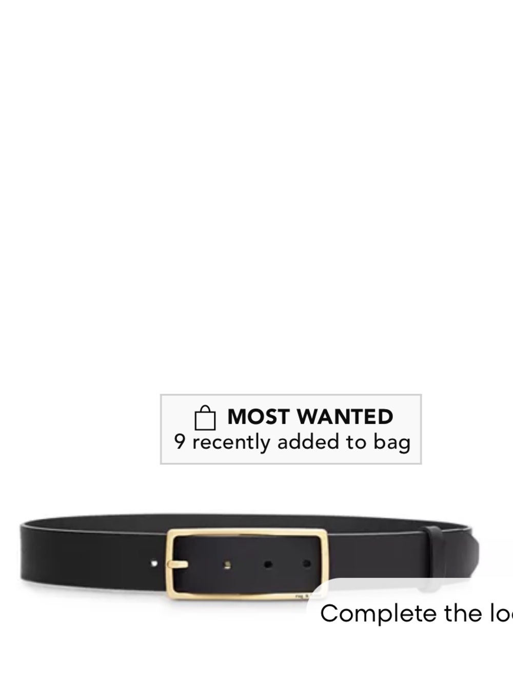 rag & bone Black Leather Belt with Gold Buckle